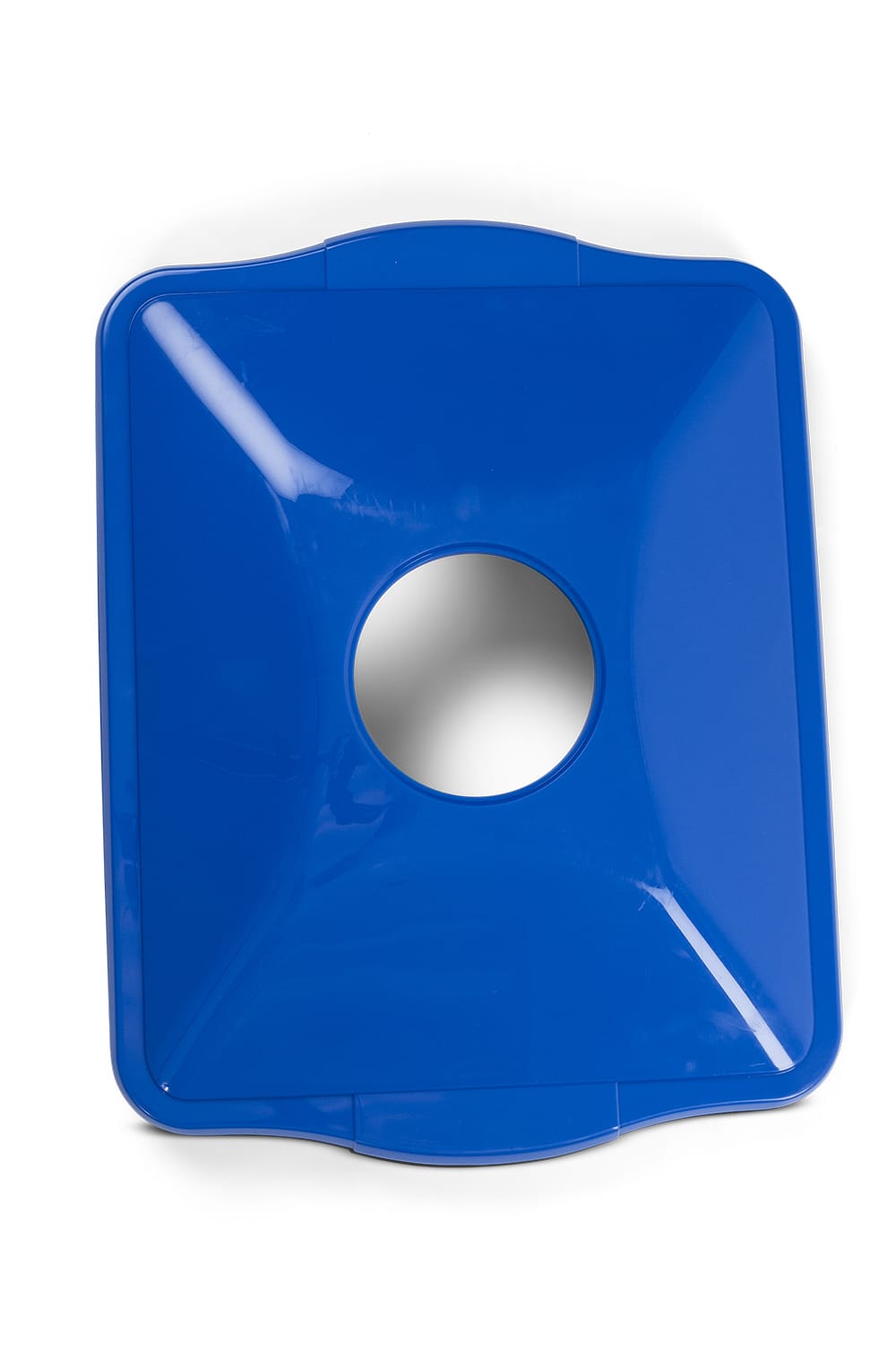 22 Gallon Blue Rectangular Can Cutout Recycling Bin Lid