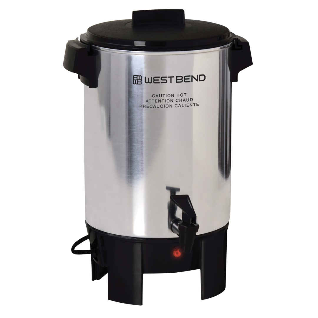 West Bend Commercial Large Capacity Coffee Urn, 30-Cup Coffee Maker with Automatic Temperature Control, in Silver (58030)