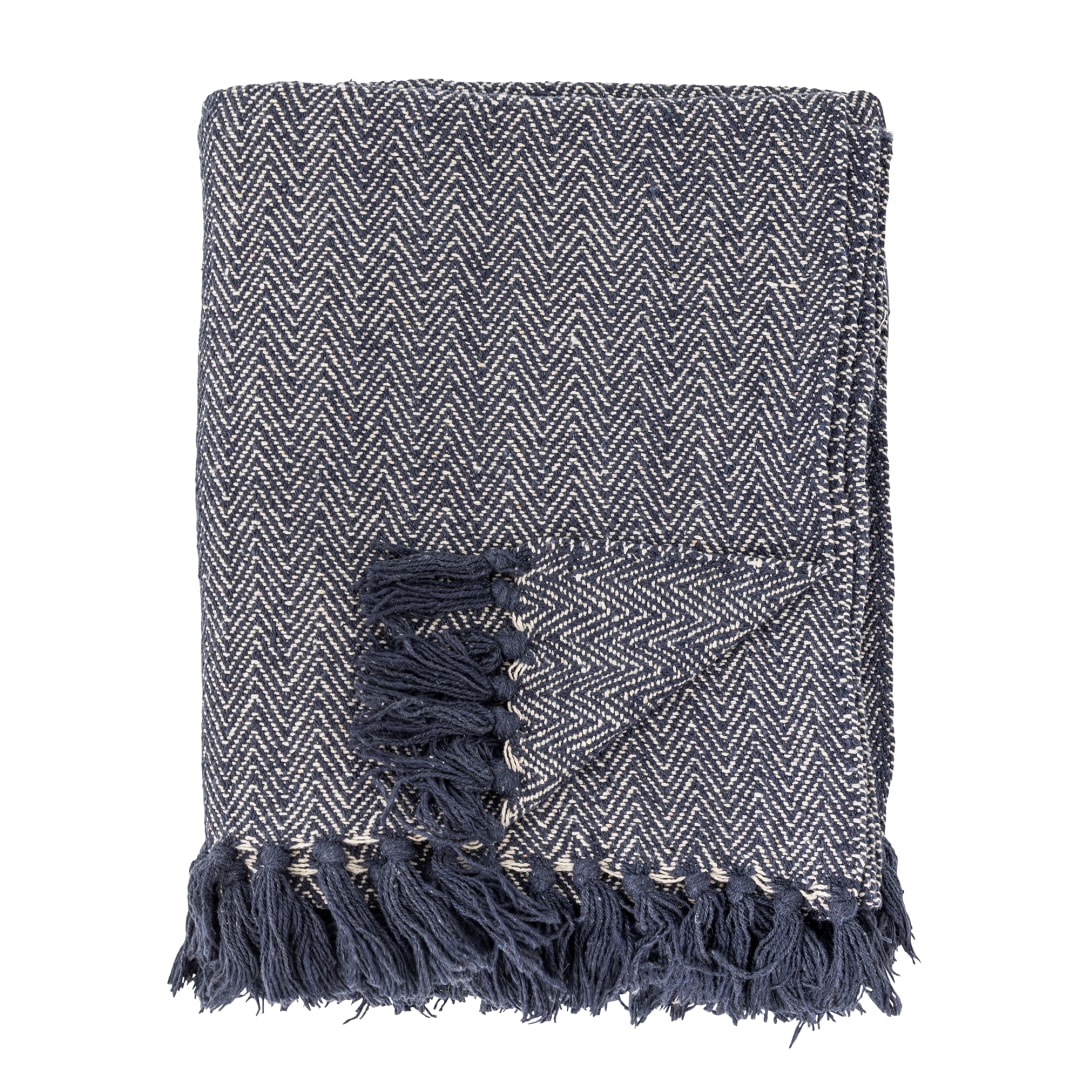 82066534 - Herringbone Throw, Blue, Recycled Cotton STOCK: 300