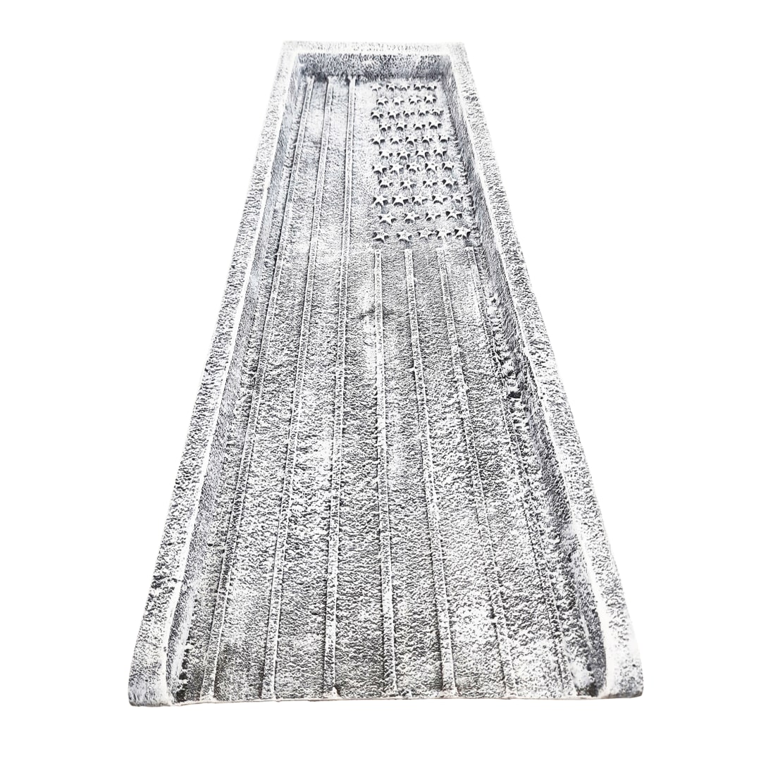 White USA Patriotic Flag Cast Aluminum Downspout Gutter 24 in. Splash Block