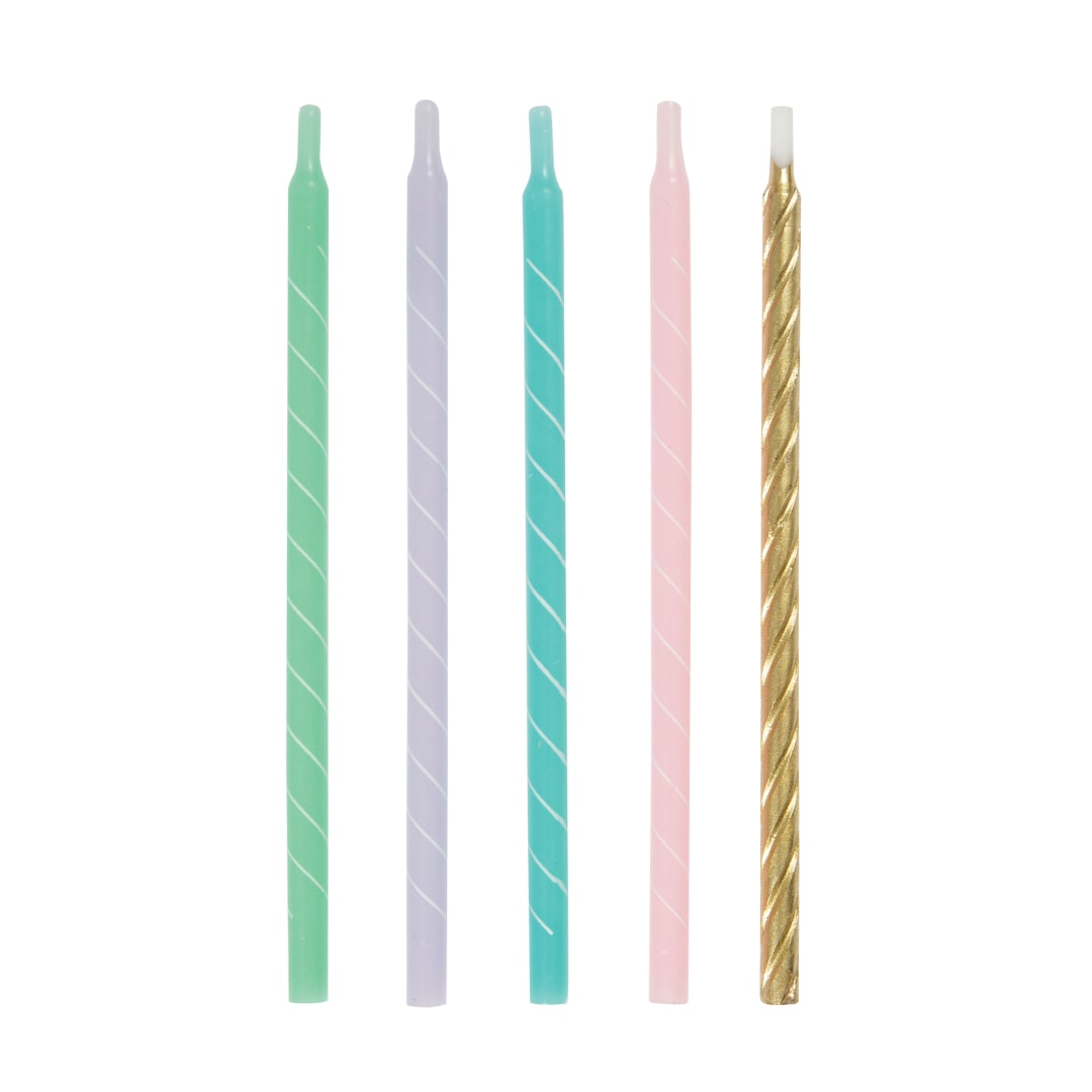 Pastel Spiral Birthday Candles 5" - Assorted, 12ct