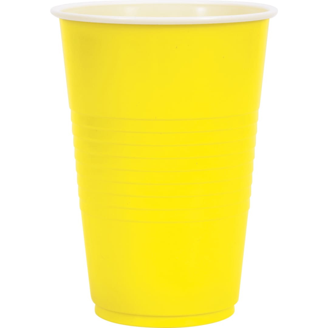 Neon Yellow Solid 16oz Plastic Party Cups, 50ct