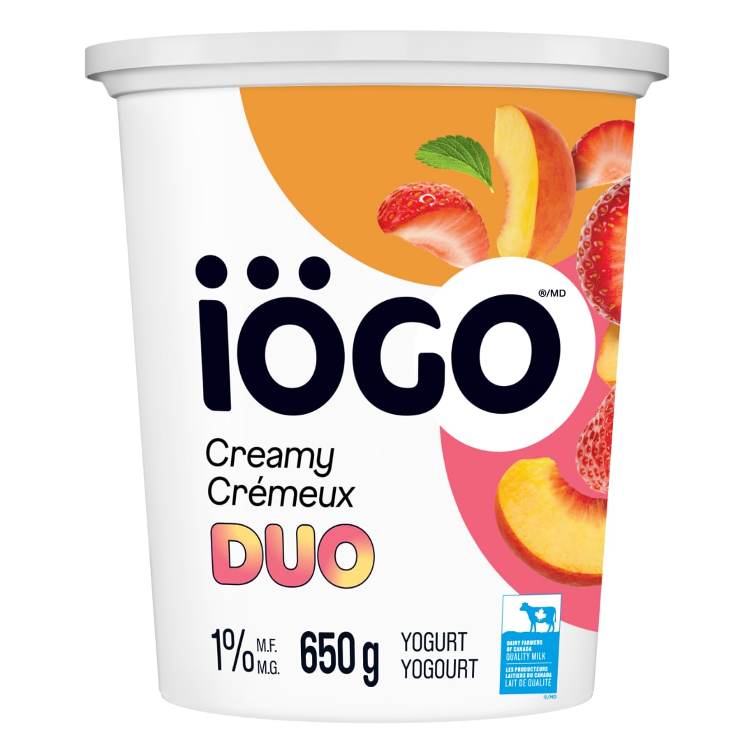 iÖGO Duo Strawberry-Peach Yogurt Tub 1%