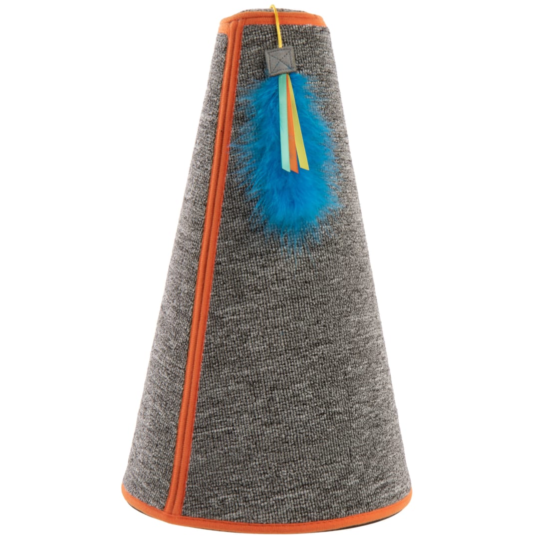 Petlinks Carpet Cone Cat Scratcher Carpet Tower with Dangling Feather Cat Toy
