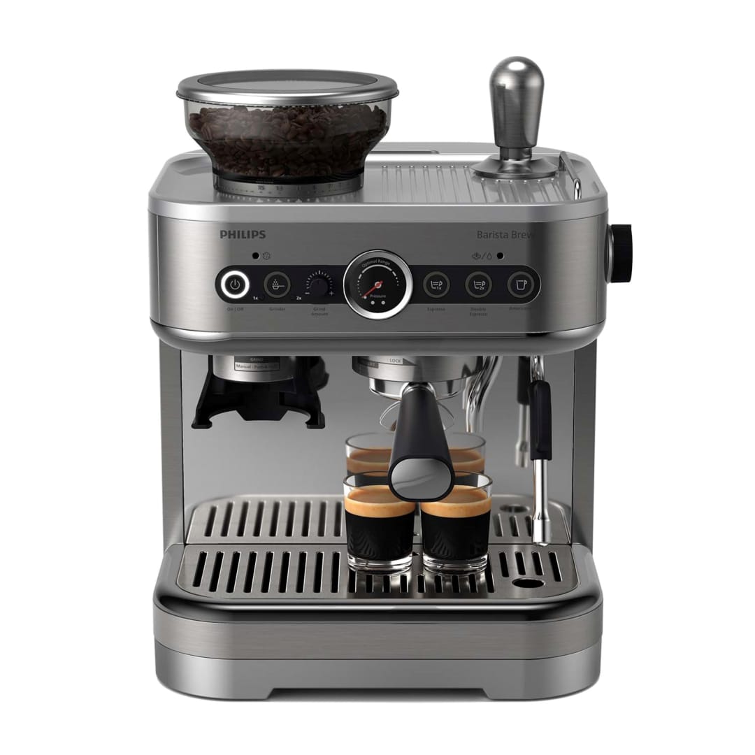 Philips Barista Brew Semi-Automatic Espresso Machine with Milk Frother, Silver Metal