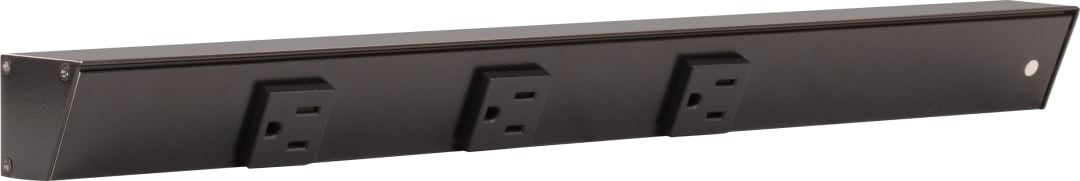 18" Black APT Angle Power Strip, black receptacles, right wire entry