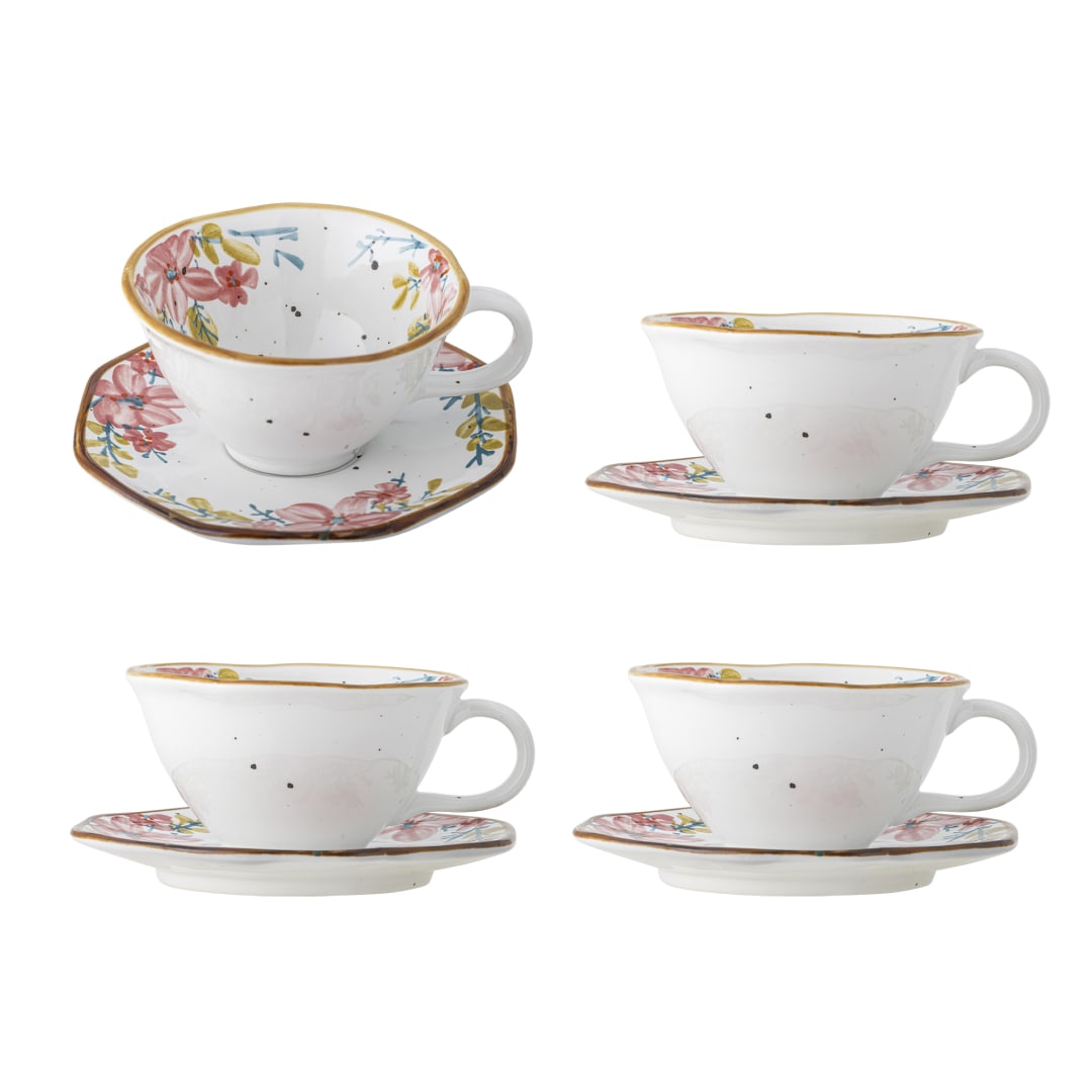82073123 - Savina Cup w/Saucer, Multi, Stoneware STOCK: 205