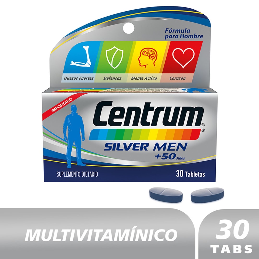 Centrum Silver Men Multivitaminico Para Hombres Mayores De 50 Años X 30 Tabs