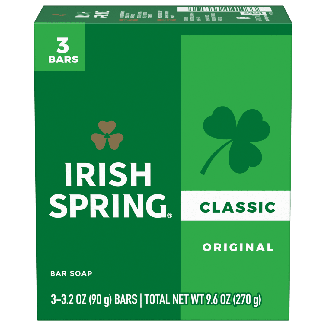 Irish Spring Original Deodorant Bar Soap for Men, With Flaxseed Oil, 12 Hour Fresh Deodorant Soap, 3.2 oz Bar (3 Pack)