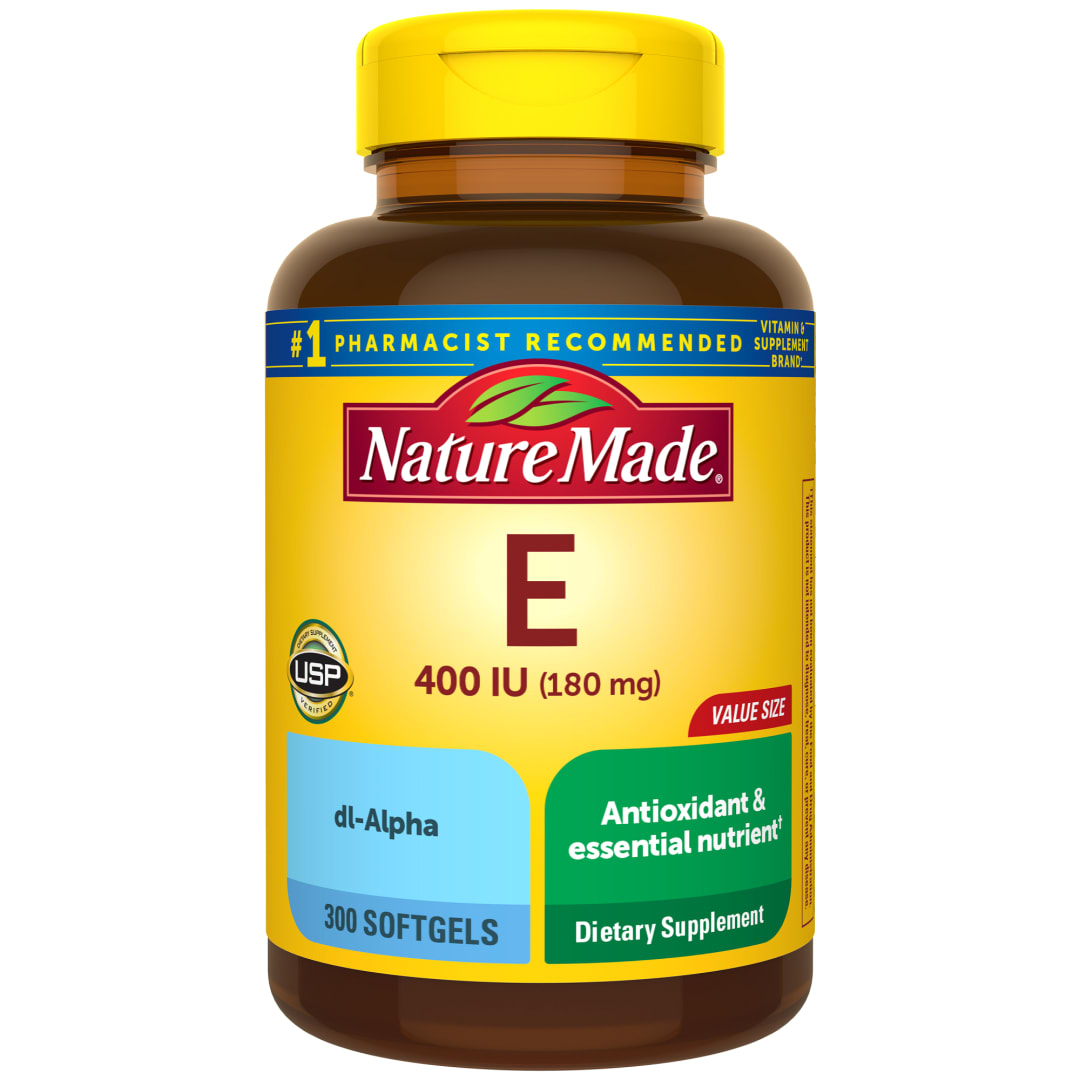 Nature Made Vitamin E 180 mg (400 IU) dl-Alpha, Dietary Supplement for Antioxidant Support, 300 Softgels, 300 Day Supply