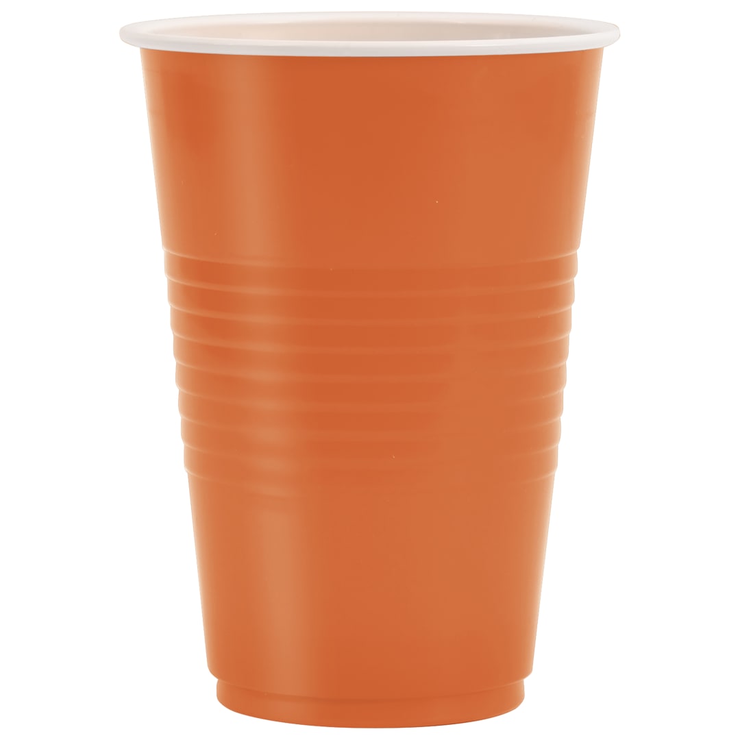 Pumpkin Orange Solid 16oz Plastic Party Cups, 50ct