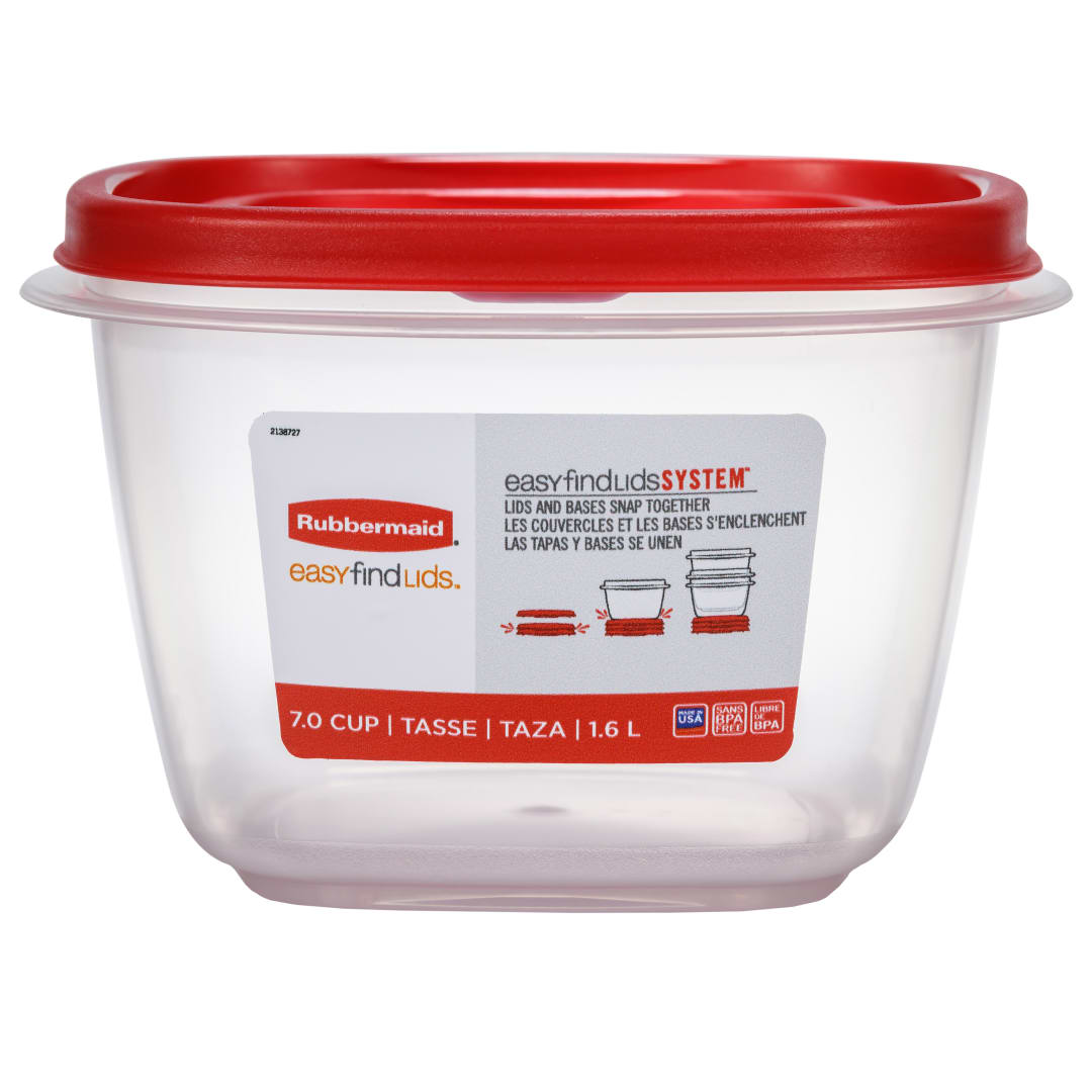 Rubbermaid Vented EasyFindLids Food Storage Container, 1.6 L (7 Cup), Racer Red, 1 Pack