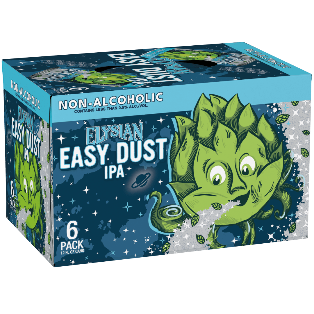 Elysian Easy Dust IPA, Non-Alcoholic Beer, 6 Pack 12 fl oz Cans