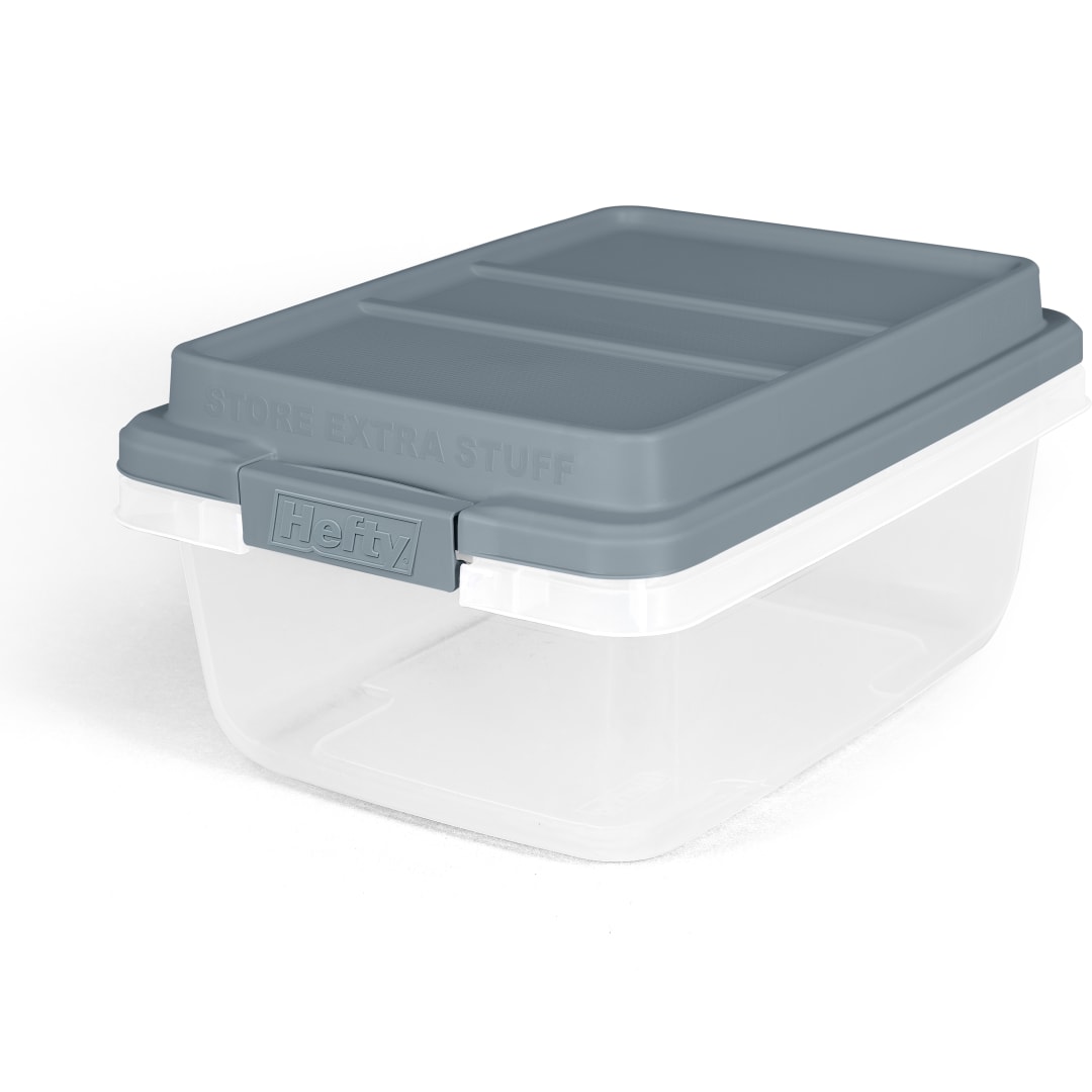 Hefty 18 Qt. Clear Storage Bin with  Smoke Blue HI-RISE Lid