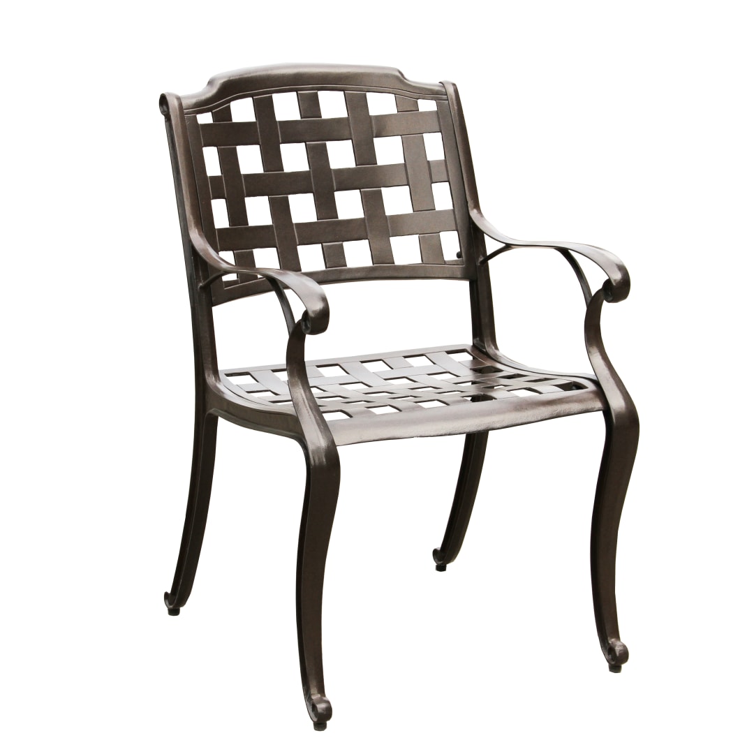 Modern Outdoor Mesh Cast Aluminum Brown Patio Dining Chair