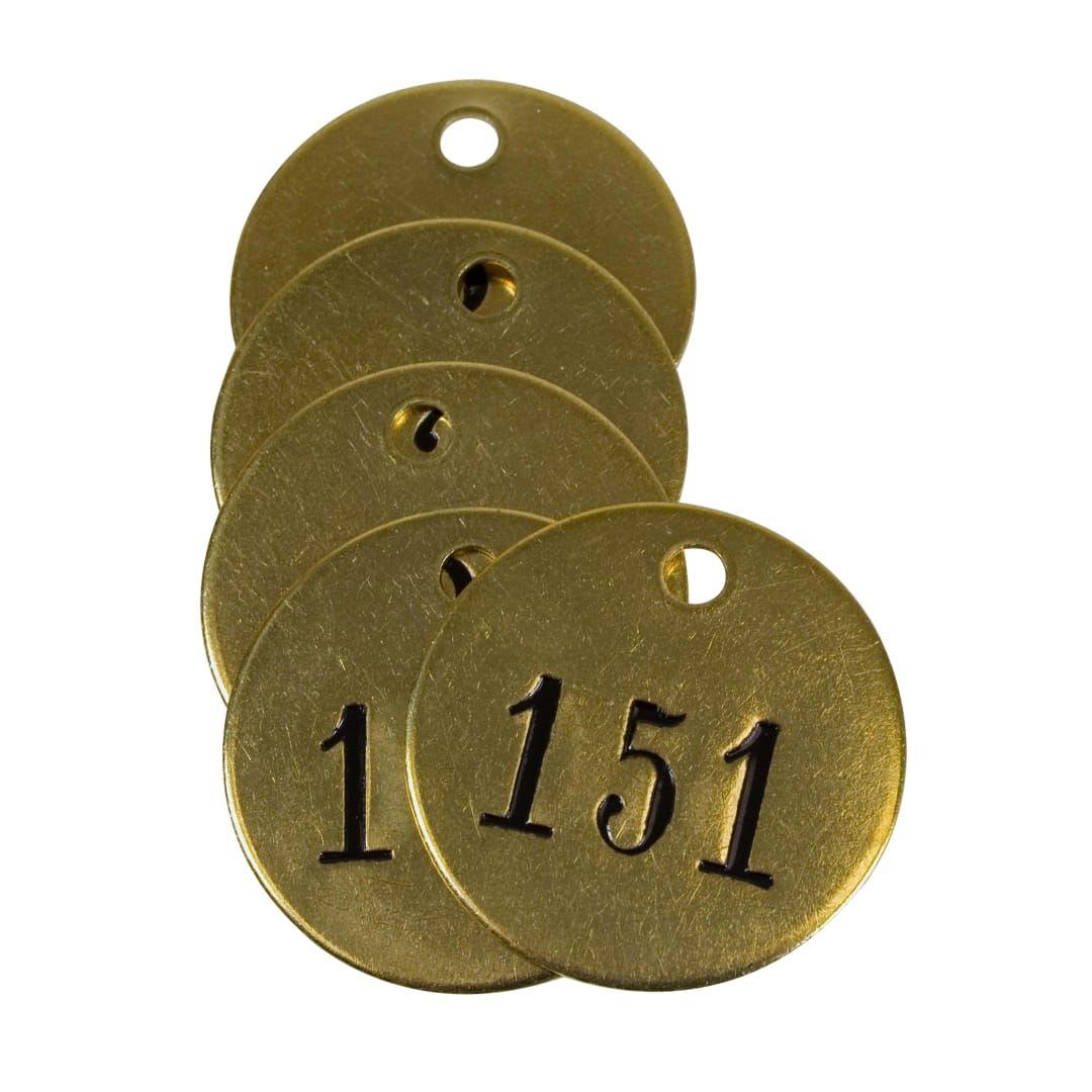 Pre-Marked Tag-Round 151-175  1-1/2" Brass 25 Pack