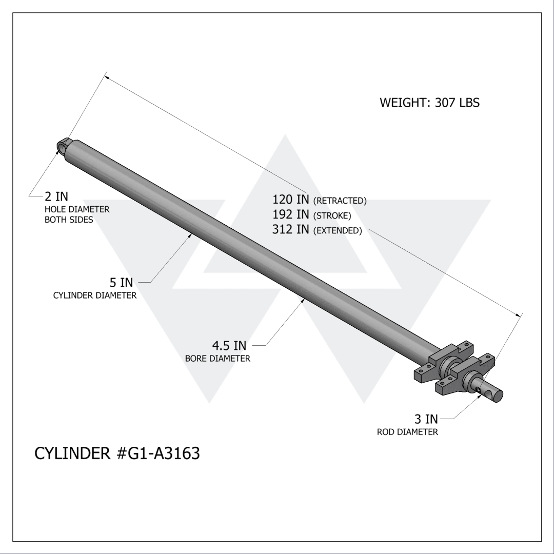 Galbreath™ Double Acting Carriage Cylinder (4"-3" X 192")