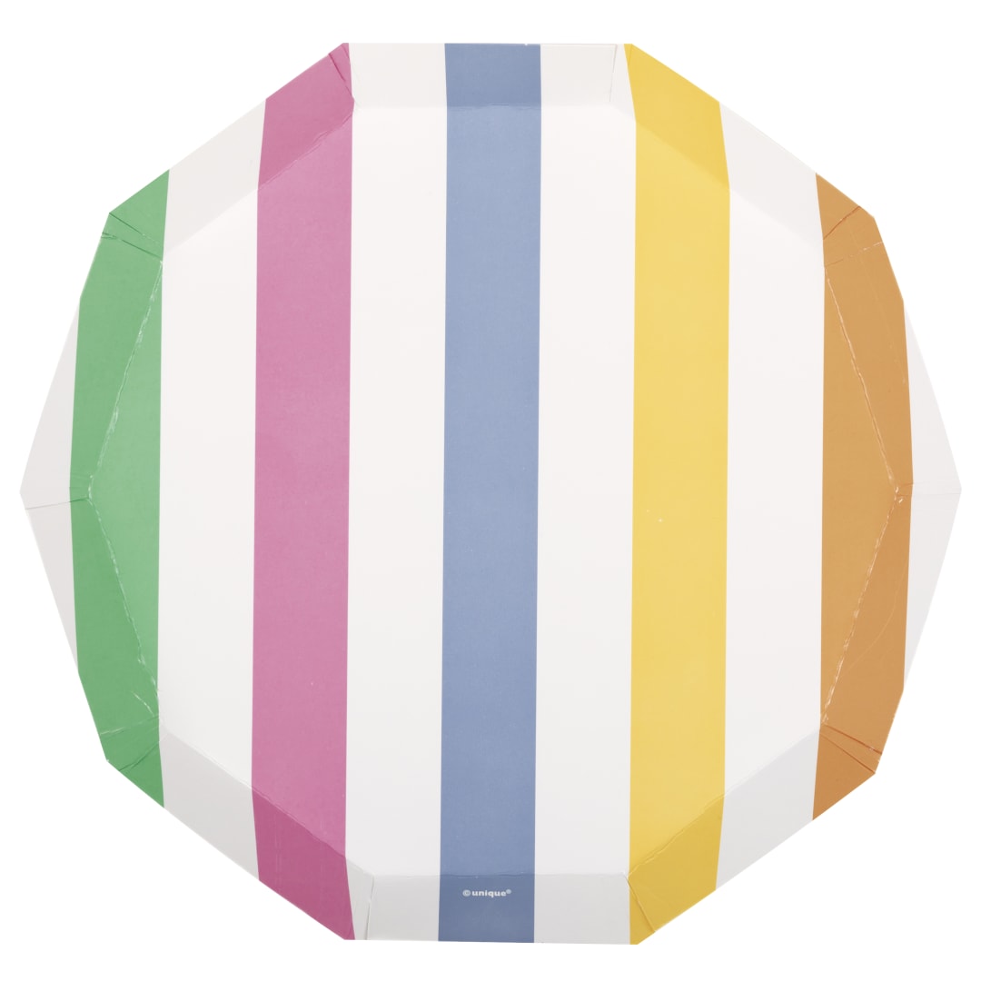 Summer Chic Decagon-Shaped Shallow 9.25" Dinner Plates, 8ct