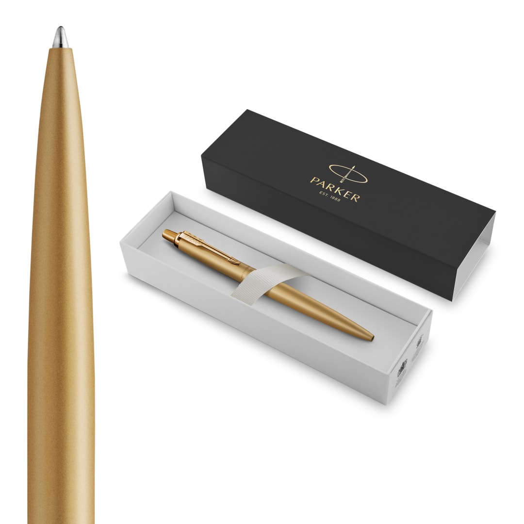 Parker Jotter Xl Bolígrafo, Dorado Mate Monochrome, Punta Mediana, Tinta Azul, En Estuche De Regalo
