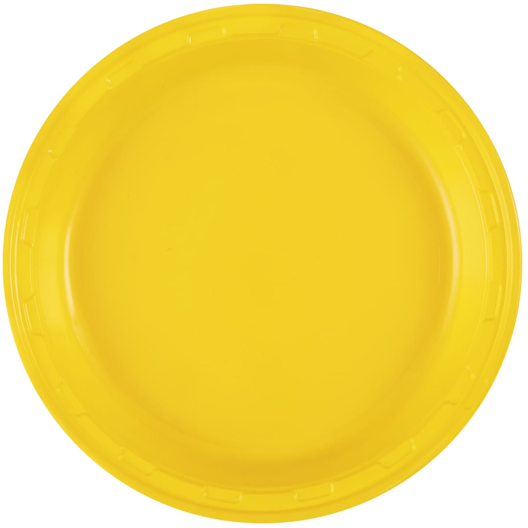 Sunshine Yellow Solid Round 10" Plastic Dinner Plates, 50ct