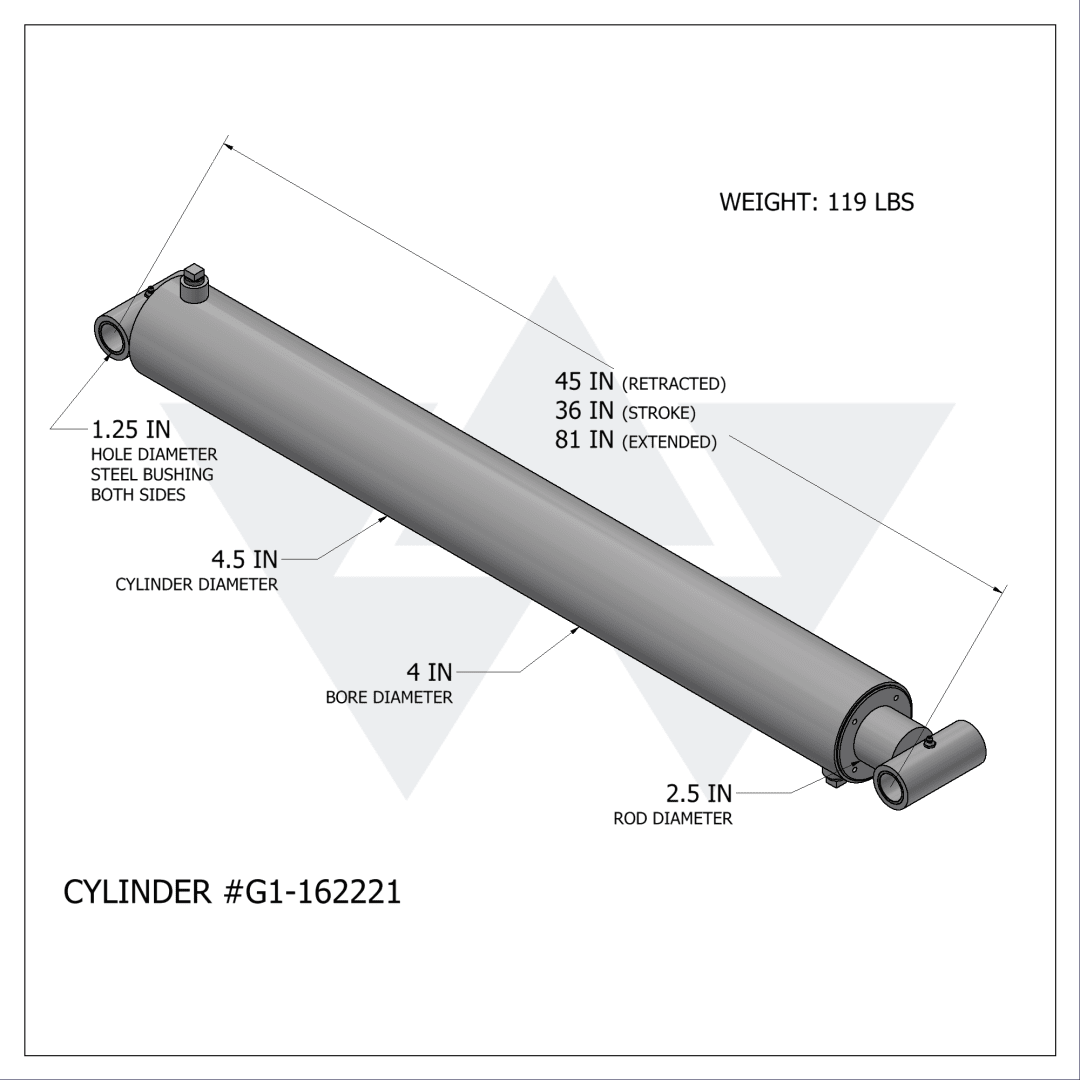 Galbreath™ Hydraulic Cylinder Non-Bypass (4" X 2" X 36")