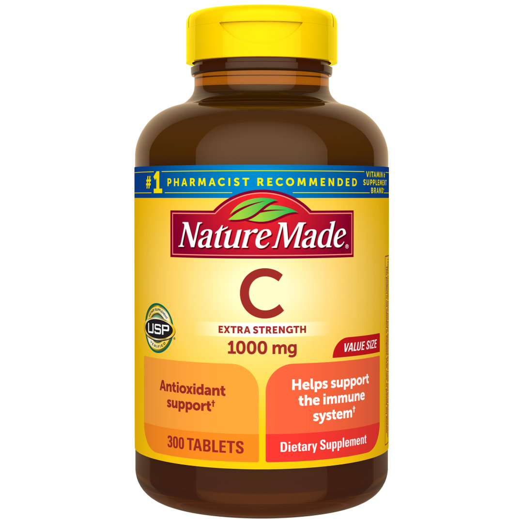 Nature Made Extra Strength Vitamin C 1000 mg Tablets, Adult Vitamin C Tablets for Immune Support, 300 Count, 100 Day Supply