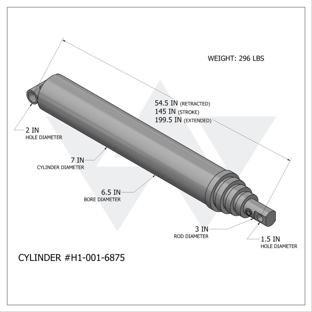 Wastebuilt® Replacement for Heil 5000 Ejection Cylinder 27 Yard, (6"-5"-4"-3" X 145")