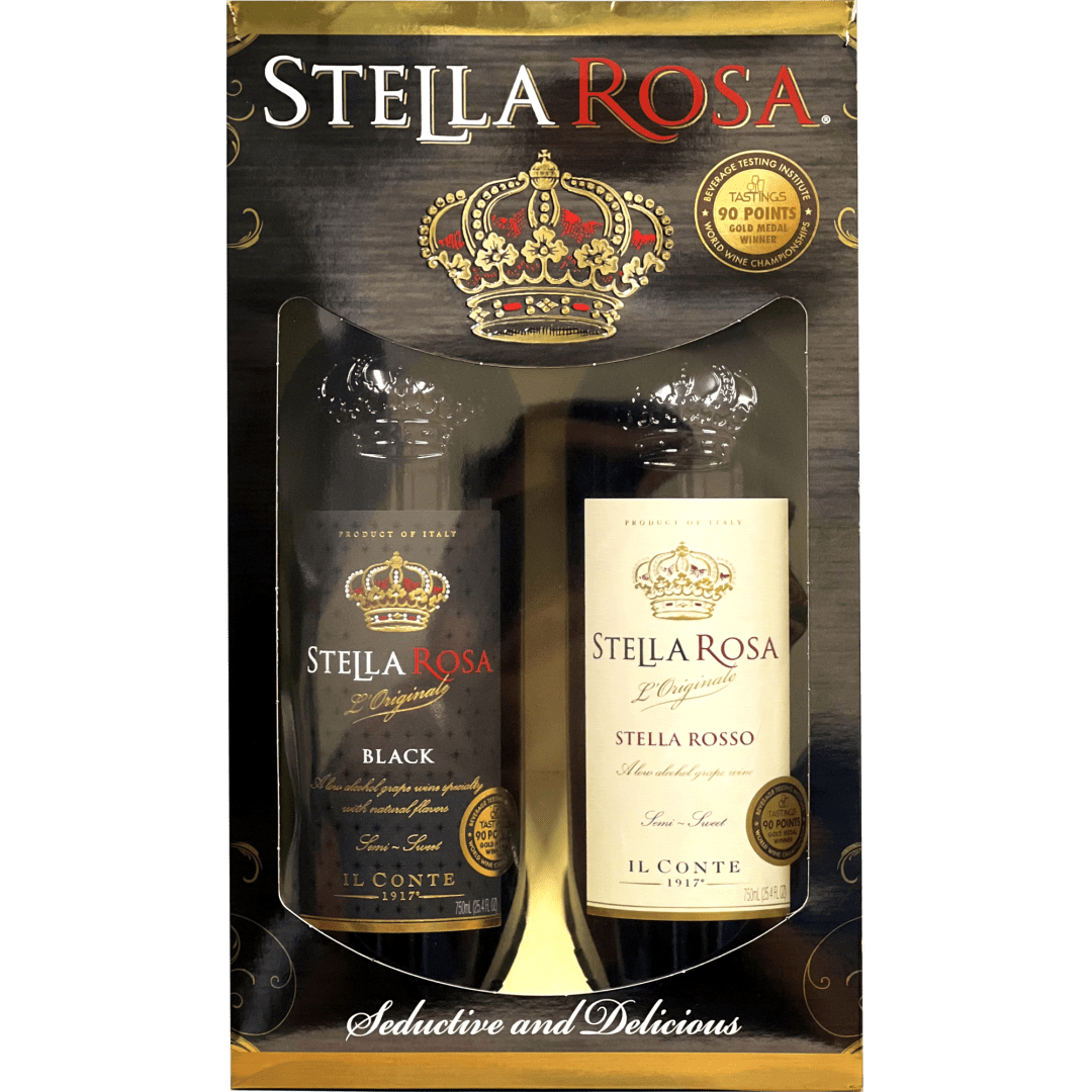 Stella Rosa Rosso and Black Semi-Sparkling Red Wine Black Box VAP 2Pk/750 ml