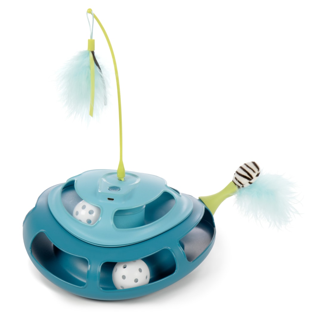 Instincts by SmartyKat Tricky Tracks Stackable Track Cat Toys With USB-C Rechargeable Spinning Wand Cat Toy