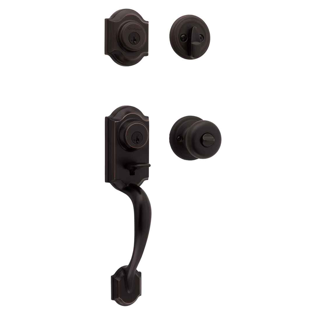 Montara Single Cylinder Keyed Entry Door Handleset with Juno Interior Knob in Venetian Bronze ft SmartKey Security