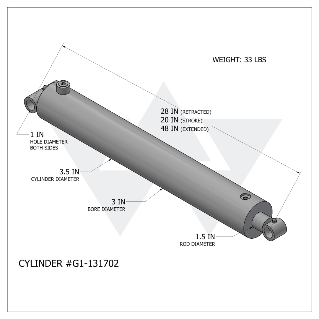 Galbreath™ Hydraulic Cylinder (3" X 1.5" X 20")