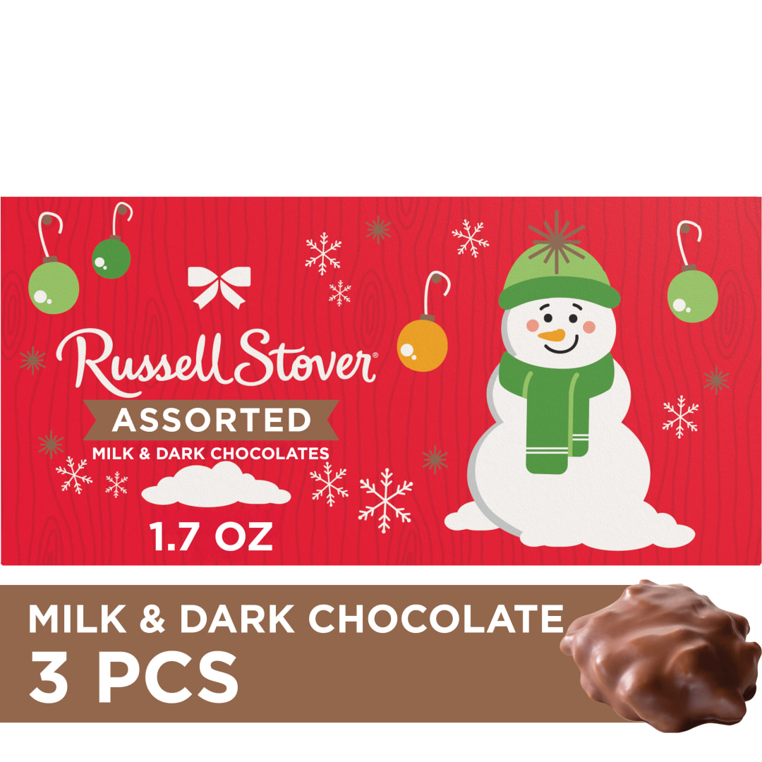 RUSSELL STOVER Christmas Assorted Chocolate Candy Trial Size Gift Box, 1.7 oz.