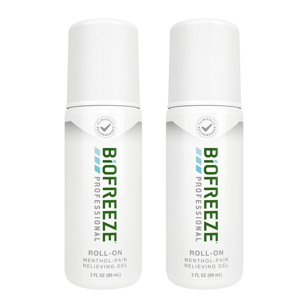 Biofreeze Professional Pain Relief Roll-On, 3 oz. Bottle, Green, Pack of 2