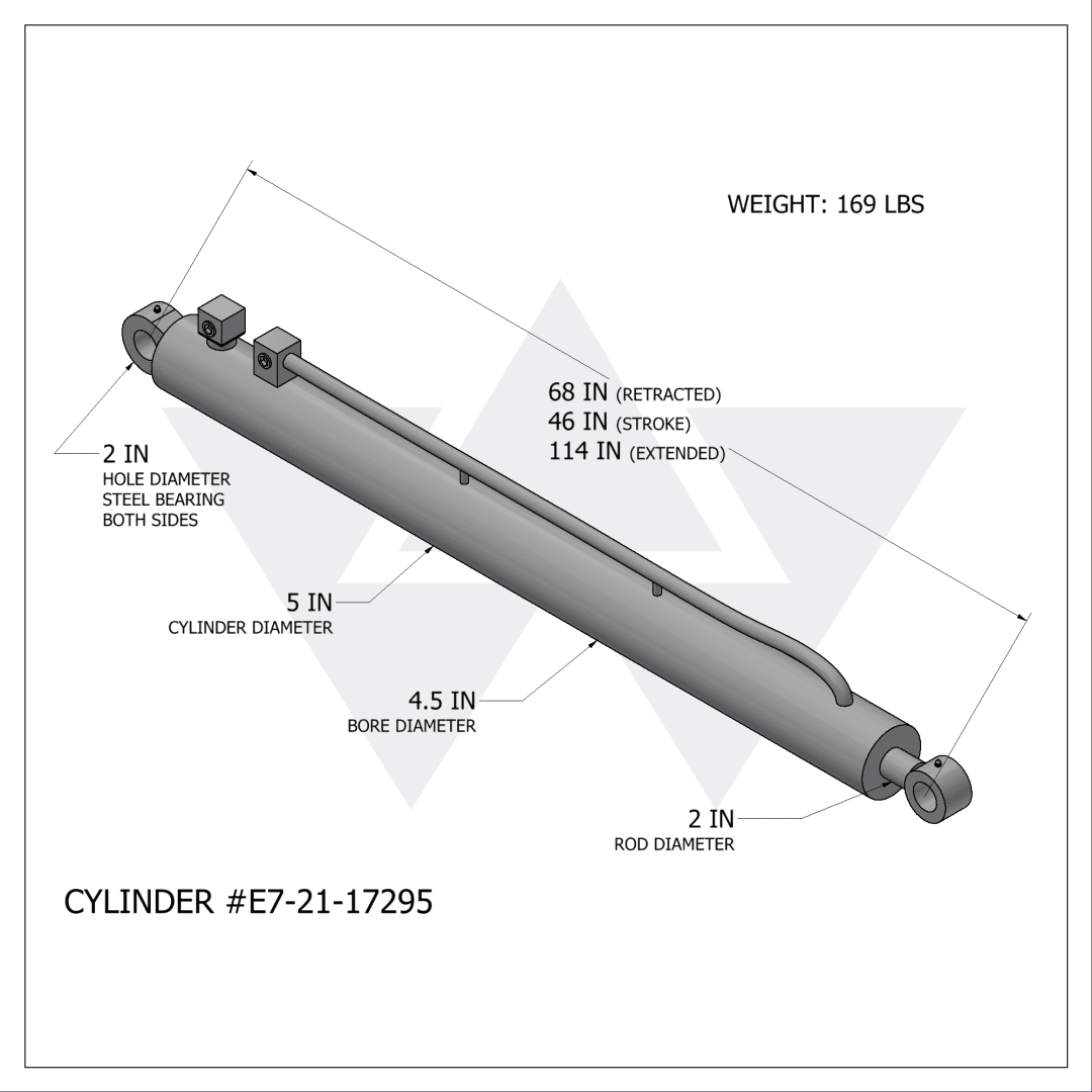 Wastebuilt® Replacement for E-Z Pack Hercules Arm Cylinder (4.5" X 2" X 46")