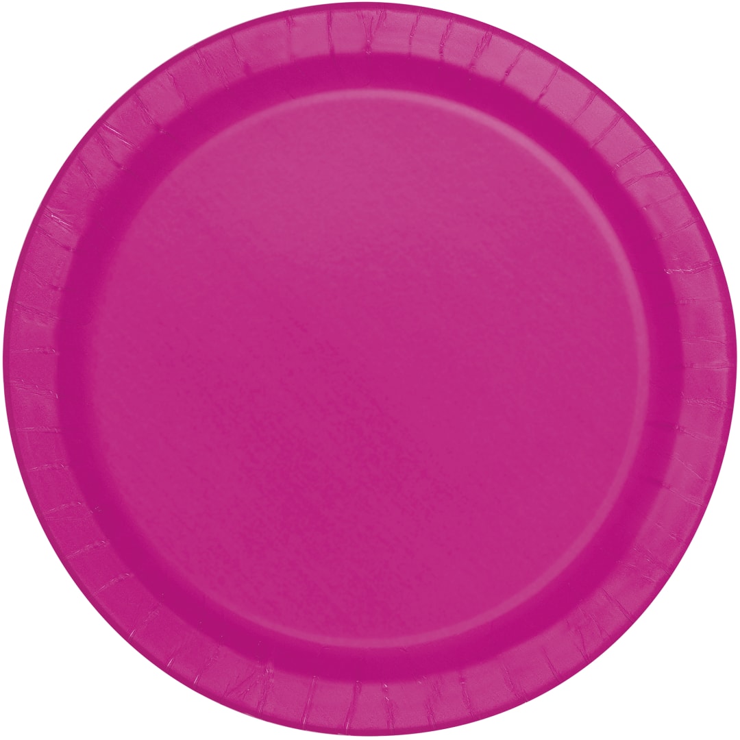 Neon Pink Solid Round 7" Dessert Plates, 50ct