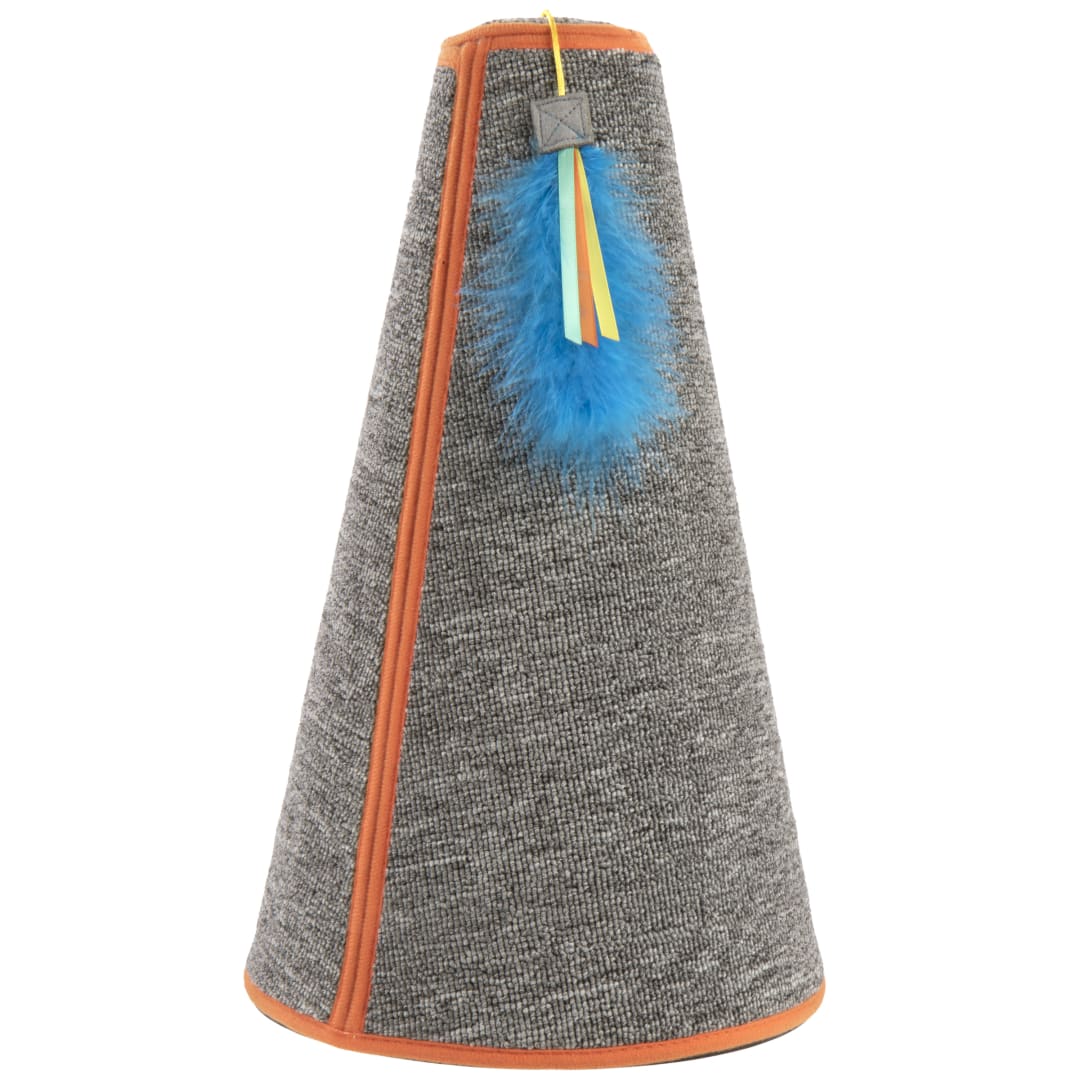 Instincts by SmartyKat Carpet Cone Cat Scratcher Carpet Post with Dangling Feather Cat Toy