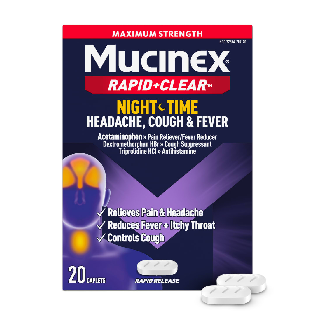MUCINEX® Rapid Clear® Headache, Cough & Fever Nighttime - 24/20 ct.