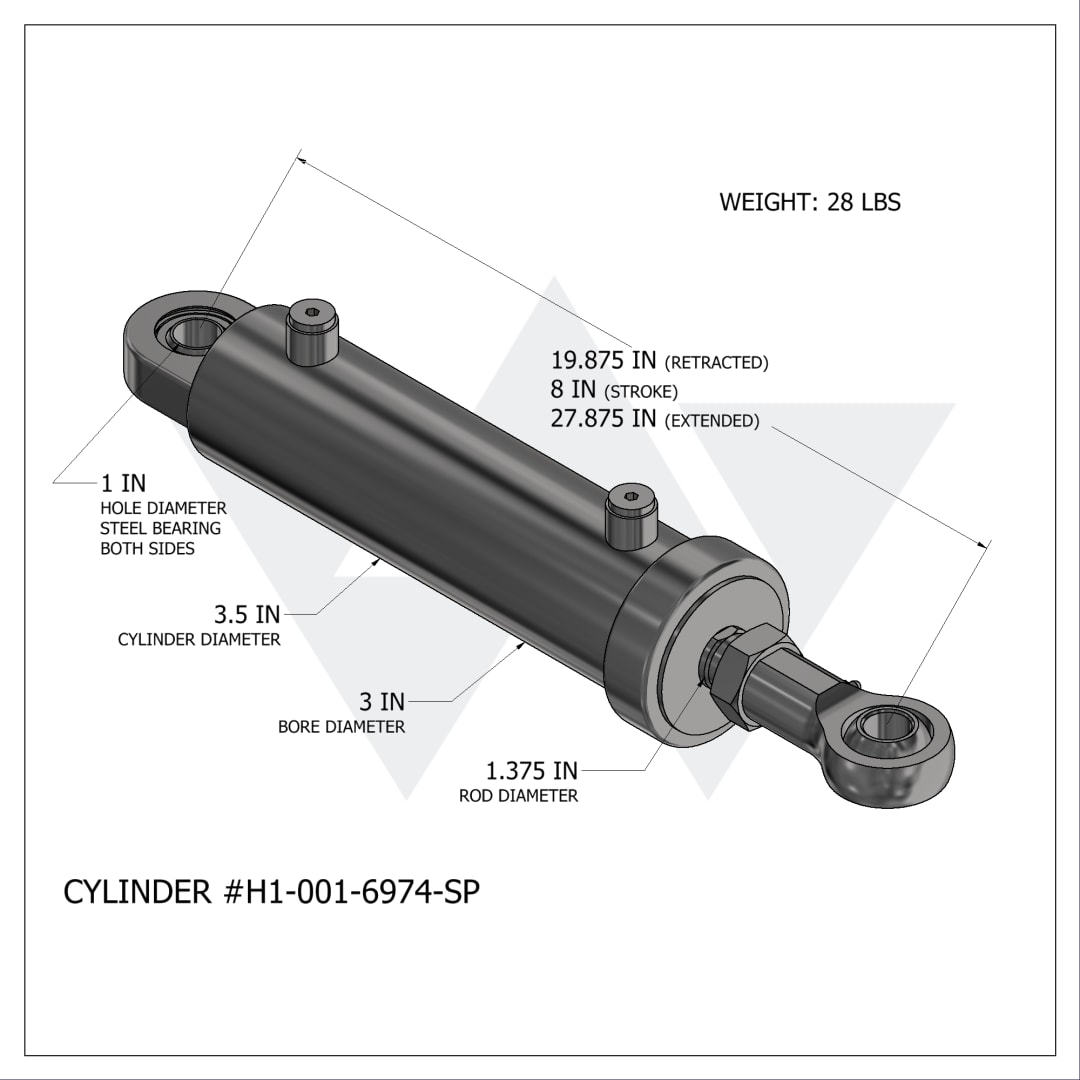 Wastebuilt® Replacement for Heil Grip Cylinder (3" X 1.375" X 8")
