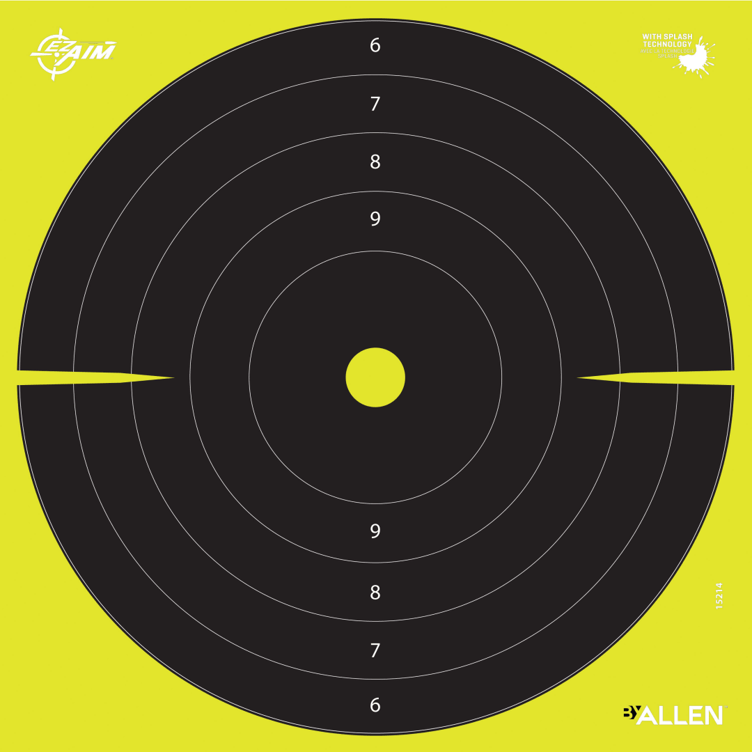 EZ Aim® Reactive Paper Shooting Targets, Bullseye, Peel Away Target Pad, 12.5" Square, 30-Pack, Black/Chartreuse