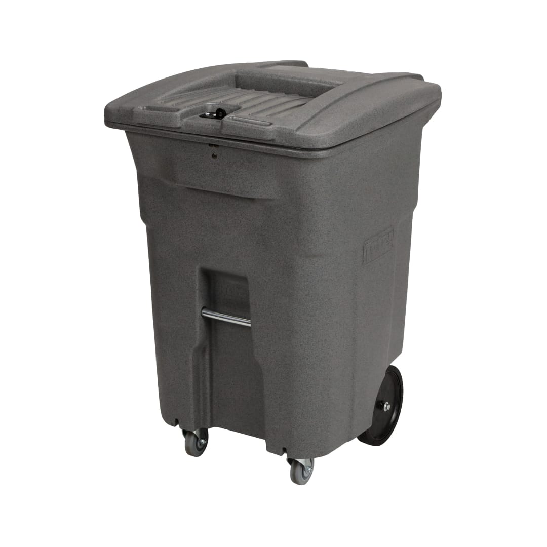 96 Gal. Graystone Document Trash Can with Wheels and Hasp Lock (1 Braking Caster, 1 Standard Caster, 2 Stationary Wheels)