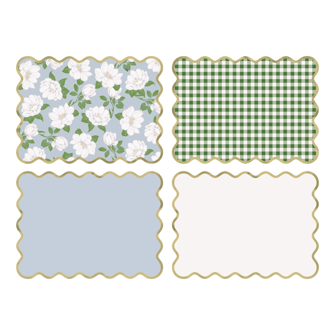 Garden Party Assorted Scalloped Paper Placemats, 8ct - Foil Stamping