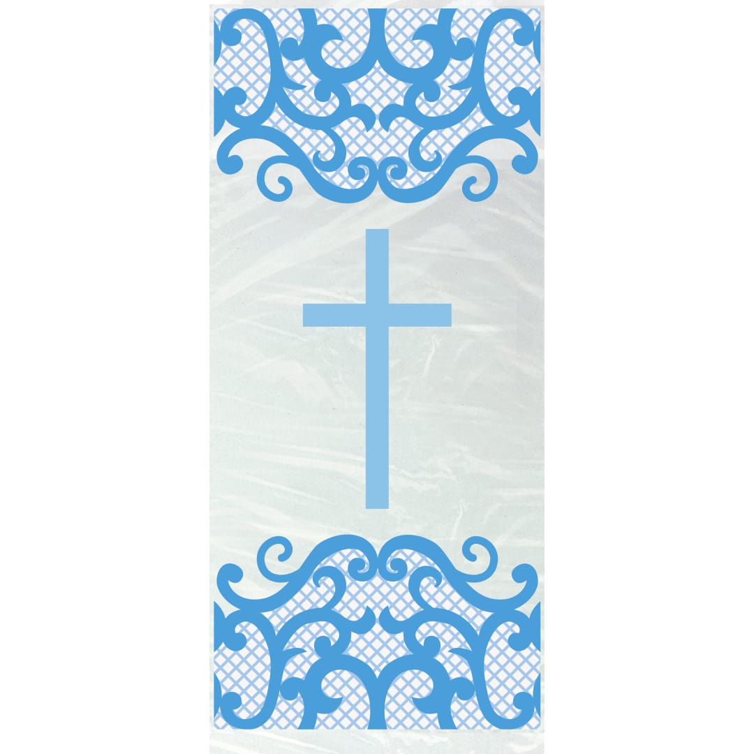 Fancy Blue Cross Cellophane Bags, 5"x11", 20ct