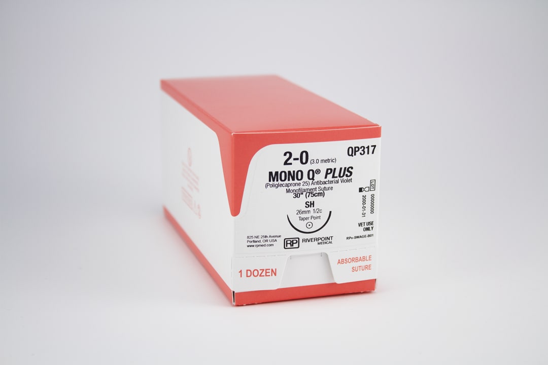 Mono Q Plus Antibacterial PGCL Suture, USP 2-0 with 26mm SH Taper Point 1/2 Circle Needle, Violet, 75cm, Sterile