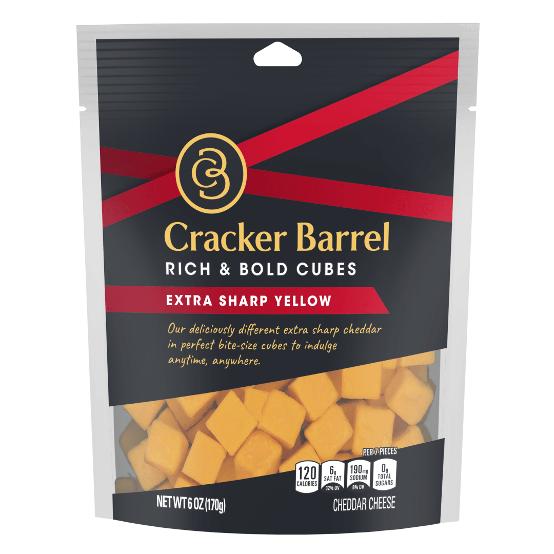 Cracker Barrel Extra Sharp Cheddar Cheese Snack Cubes, 6 oz Bag