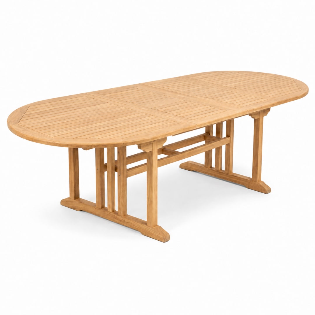 82"-118" Oval Extendable Teak Outdoor Patio Dining Table