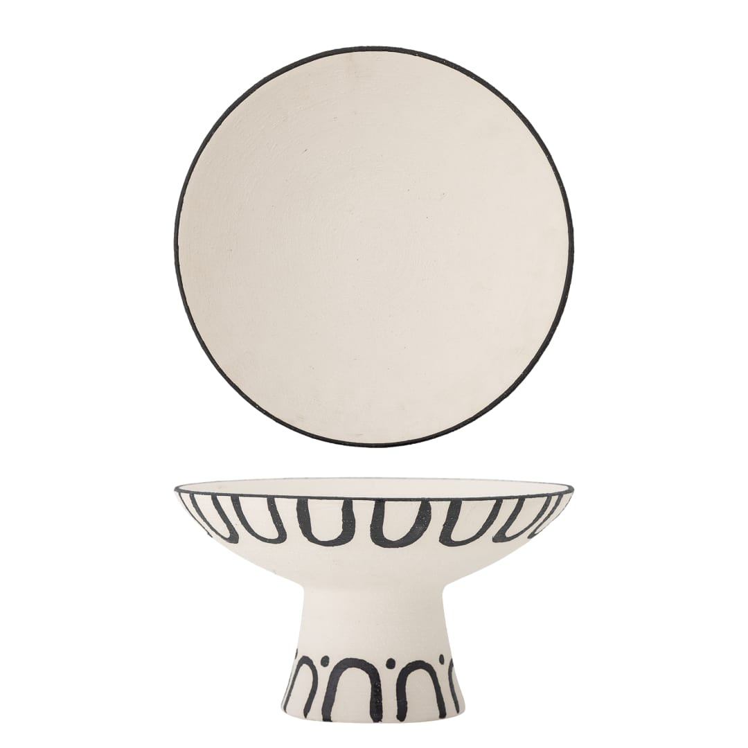 82060763 - Mayotte Pedestal Bowl, Black, Stoneware STOCK: 57