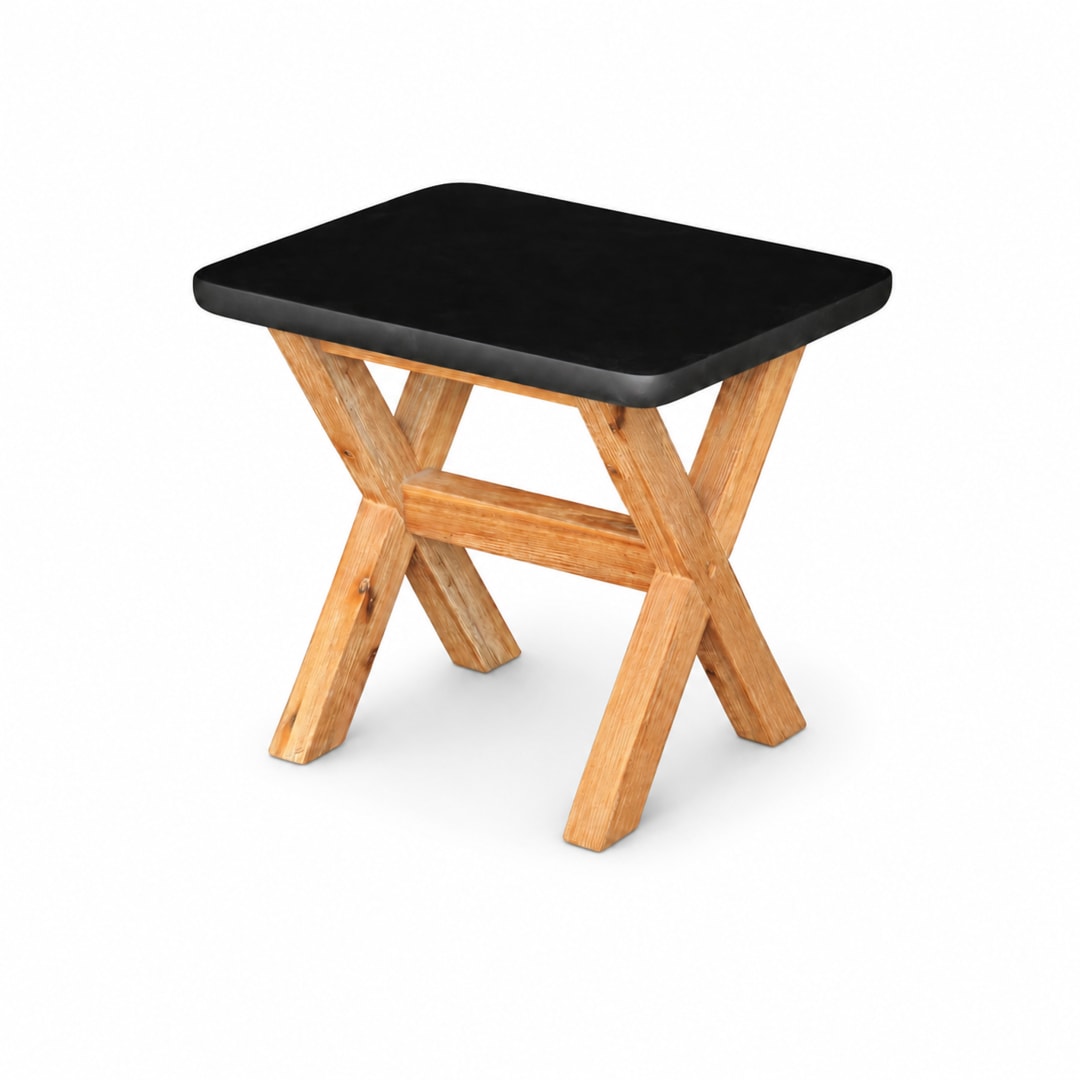 Modern Indoor/Outdoor Matte Black Backless Poly-Fiber Dining Stool