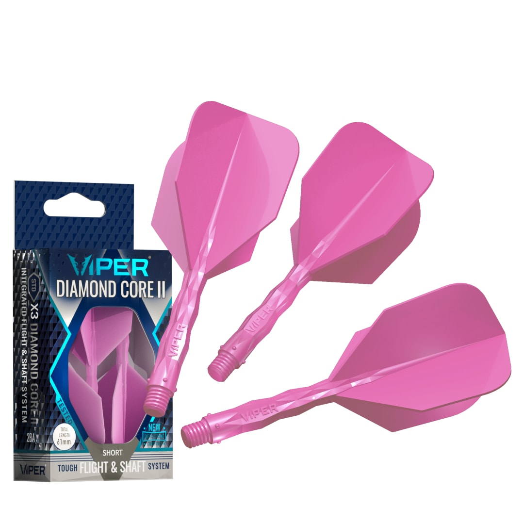 Viper Diamond Core II Integrated Dart Flight & Shaft System - InBetween Shaft, Standard Flight - Neon Pink