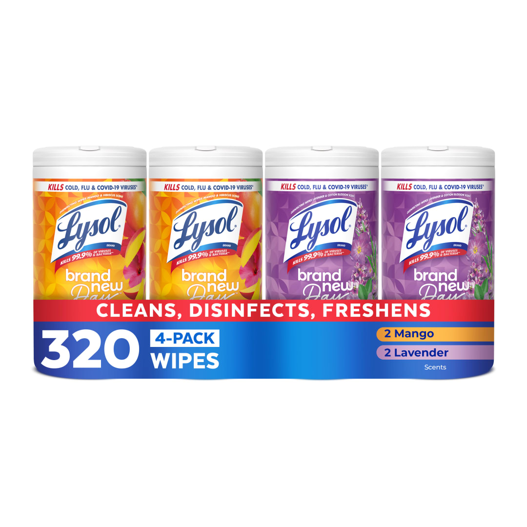 LYSOL® Disinfecting Wipes - (2 Brand New Day™ Lavender & Cotton Blossom + 2 Brand New Day™ Mango & Hibiscus) 3/(4x80) ct.