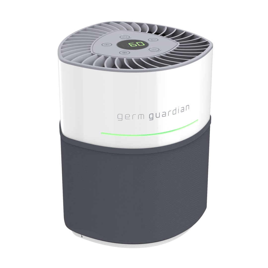 GermGuardian Airsafe+ Platinum Edition Intelligent Air Purifier with 360˚ HEPA Pure Filter, Fabric Pre-Filter, UV-C Light, and Air Quality Monitor, Covers 1043 Sq. Ft.